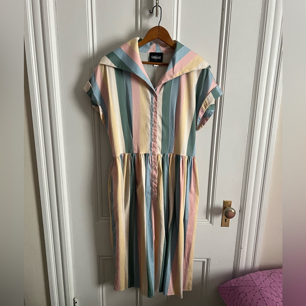 Colorful Striped 50’s Inspired Dress by Collectif